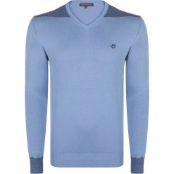 FELIX HARDY sweter męski XXL niebieski. Niebieskie swetry nierozpinane Felix Hardy, m, z aplikacjami, bez kołnierzyka, bez ramiączek. Za 169.00 zł.
