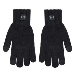 Rękawiczki Męskie Under Armour. Czarne rękawiczki Under Armour, bez wzorów, z dzianiny. Za 89.99 zł.