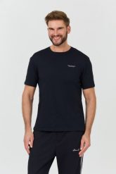 ARMANI EXCHANGE Granatowy t-shirt. Niebieskie t-shirty Armani Exchange, l, bez wzorów, bez kołnierzyka, bez ramiączek. W wyprzedaży za 155.99 zł.