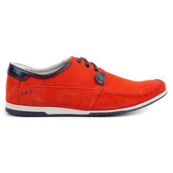 KOMODO Buty Męskie mokasyny 875 czerwone. Czerwone mokasyny bez wzorów, bez obcasa, bez zapięcia. Za 377.80 zł.