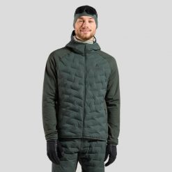 Kurtka Odlo Mid layer hoody full zip ZEROWEIGHT INSULATOR. Zielone kurtki ODLO, na zimę, bez wzorów, bez kaptura. Za 899.99 zł.