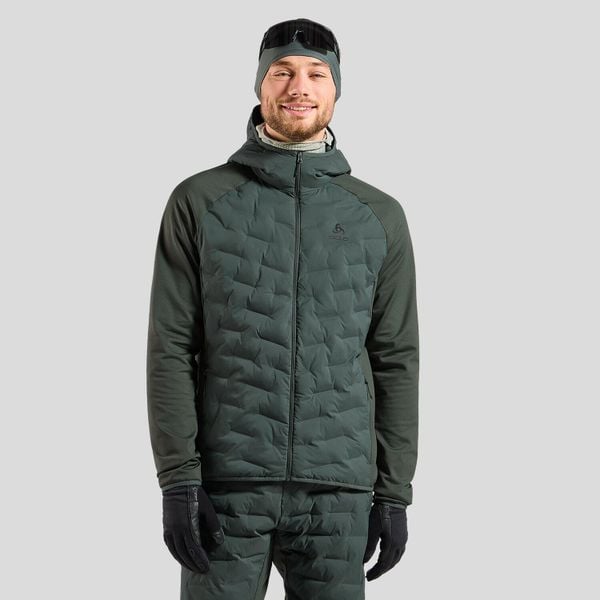 Kurtka Odlo Mid layer hoody full zip ZEROWEIGHT INSULATOR. Zielone kurtki ODLO, na zimę, bez wzorów, bez kaptura. Za 899.99 zł.