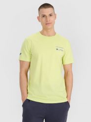 4F T-shirt regular z nadrukiem męski - zielony XL. Zielone t-shirty 4F, m, bez wzorów, z bawełny, bez kołnierzyka, bez ramiączek. Za 49.99 zł.