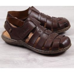 Sandały męskie na rzep brązowe Rieker 22074-25. Brązowe sandały Rieker. Za 215.99 zł.