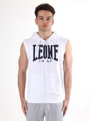 Leone Basic męska bluza z kapturem i bez rękawów zapinana na zamek. Białe bluzy z kapturem LEONE 1947 APPAREL, m, bez wzorów, z kapturem. Za 126.26 zł.