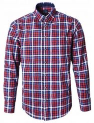 Casualowa Koszula, Kołnierzyk Button Down - Pako Jeans - Czerwona w Kratkę. Czerwone koszule Pako Jeans, na lato, l, bez wzorów, z bawełny, bez kołnierzyka, bez ramiączek. Za 185.00 zł.
