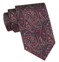 Klasyczny Krawat Męski CHATTIER - Bordo, Orientalny Wzór. Czerwone krawaty i muchy Chattier, bez wzorów, z tkaniny. Za 49.00 zł.