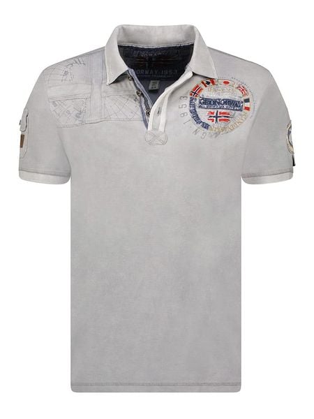 Geographical Norway Koszulka polo "Kinflat" w kolorze szarym rozmiar: S. Szare koszulki polo Geographical Norway, s, bez wzorów, z bawełny, bez kołnierzyka, bez ramiączek. Za 52.42 zł.