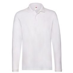Męska Gładka Koszulka Polo Premium Z Długim Rękawem. Białe bluzki z długim rękawem Fruit of the Loom, m, bez wzorów, bez kołnierzyka, bez ramiączek. Za 95.99 zł.