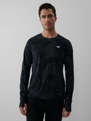 4F Longsleeve do biegania szybkoschnący męski - czarny M. Czarne bluzki z długim rękawem 4F, l, bez wzorów, z materiału, bez kołnierzyka, bez ramiączek. Za 169.99 zł.