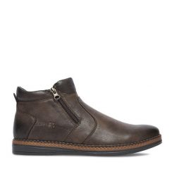 Botki Lanetti. Brązowe botki sznurowane Lanetti, bez wzorów, bez obcasa, bez zapięcia. Za 159.99 zł.