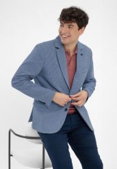 Marynarka bawełniana jednorzędowa JB-TENDER. Niebieskie garnitury Volcano, na co dzień, m, bez wzorów, z bawełny. Za 349.99 zł.