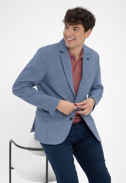 Marynarka bawełniana jednorzędowa JB-TENDER. Niebieskie garnitury Volcano, na co dzień, m, bez wzorów, z bawełny, eleganckie. Za 349.99 zł.