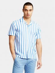 Lindbergh Koszula 30-203321 Niebieski Relaxed Fit. Niebieskie koszule Lindbergh, m, bez wzorów, z bawełny, bez kołnierzyka, bez ramiączek. Za 149.99 zł.