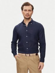 Tommy Hilfiger Koszula MW0MW34602 Granatowy Regular Fit. Niebieskie koszule Tommy Hilfiger, m, bez wzorów, ze lnu, bez kołnierzyka, bez ramiączek. Za 419.99 zł.