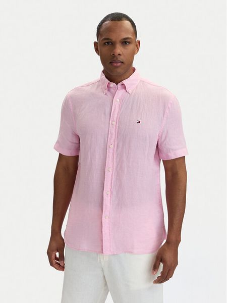 Tommy Hilfiger Koszula MW0MW41531 Różowy jasny Regular Fit. Czerwone koszule Tommy Hilfiger, m, bez wzorów, ze lnu, bez kołnierzyka, bez ramiączek. Za 449.99 zł.
