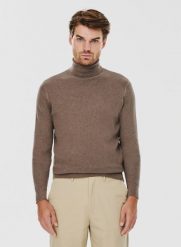 PAKO LORENTE – Męski golf w kolorze brązowym. Brązowe golfy Pako Lorente, m, bez wzorów, z bawełny, bez ramiączek. Za 99.99 zł.