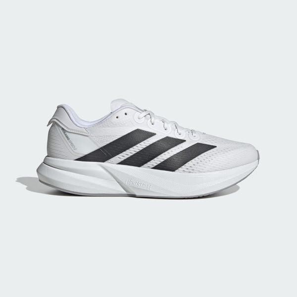 Buty Duramo Speed 2 Running. Białe buty do biegania Adidas, bez wzorów, z materiału, bez zapięcia, do biegania. Za 381.40 zł.