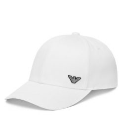 Czapka z daszkiem Emporio Armani. Białe czapki z daszkiem Emporio Armani, bez wzorów. Za 269.99 zł.