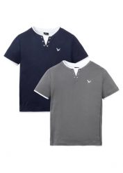 T-shirt 2 w 1, krótki rękaw (2 szt.). Niebieskie bluzki z długim rękawem bonprix, m, bez wzorów, bez kołnierzyka, bez ramiączek. Za 127.99 zł.