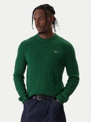 Gant Sweter 8050213 Zielony Regular Fit. Zielone swetry rozpinane GANT, l, bez wzorów, z wełny, bez kołnierzyka, bez ramiączek. Za 599.99 zł.