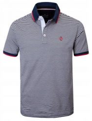 Męska Koszulka Polo - Pako Jeans - Granatowy Prążek. Niebieskie koszulki polo Pako Jeans, l, bez wzorów, z bawełny, bez kołnierzyka, bez ramiączek. Za 129.00 zł.