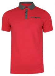 Różowo-Szara Elegancka Koszulka Polo -RANIR- 100% Bawełna, Męska, Krótki Rękaw. Czerwone bluzki z długim rękawem Ranir, l, bez wzorów, z bawełny, bez kołnierzyka, bez ramiączek. Za 69.00 zł.