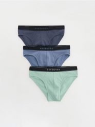 Bawełniane slipy 3 pack - jasnozielony. Zielone slipki Reserved, l, bez wzorów, z bawełny. Za 69.99 zł.