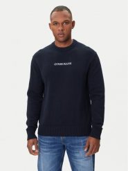 Guess Jeans Sweter M4BR31 Z3HM1 Granatowy Regular Fit. Niebieskie swetry rozpinane Guess Jeans, l, z aplikacjami, z bawełny, bez kołnierzyka, bez ramiączek. Za 299.99 zł.