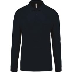 Koszulka polo z długim rękawem Kariban Piqué. Niebieskie koszulki polo KARIBAN, m, bez wzorów, bez kołnierzyka, bez ramiączek. Za 101.00 zł.