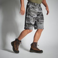 Bermudy outdoor Solognac 500 camo woodland. Szare szorty SOLOGNAC, l, bez wzorów, z bawełny, sportowe. Za 79.99 zł.