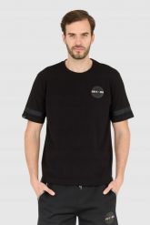 LA MARTINA Czarny męski t-shirt Regular Fit. Czarne t-shirty La Martina, l, bez wzorów, bez kołnierzyka, bez ramiączek. W wyprzedaży za 259.99 zł.