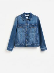 Kurtka jeansowa z efektem sprania - niebieski. Niebieskie kurtki Reserved, l, bez wzorów, z denimu, bez kaptura. Za 169.99 zł.