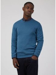Ben Sherman Sweter w kolorze niebieskim rozmiar: S. Niebieskie swetry nierozpinane Ben Sherman, s, bez wzorów, z bawełny, bez kołnierzyka, bez ramiączek. Za 163.64 zł.