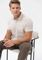 Koszula z lnem, Regular Fit, C-SUNSO. Brązowe koszule Volcano, na lato, m, bez wzorów, z bawełny, bez kołnierzyka, bez ramiączek. Za 119.99 zł.