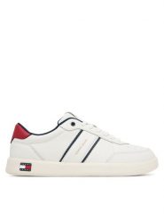 Tommy Jeans Sneakersy Lightweight Flag Leather Court EM0EM01758 Biały. Białe buty sportowe casual Tommy Jeans, bez wzorów, z jeansu, bez zapięcia. Za 409.99 zł.