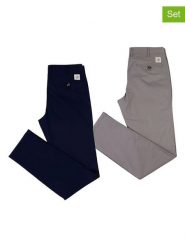 The Time of Bocha Spodnie chino (2 szt.) w kolorze granatowo-szarym rozmiar: 52. Niebieskie eleganckie spodnie The Time of Bocha, na co dzień. Za 223.99 zł.
