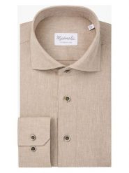 PROFUOMO Koszula - Slim fit - w kolorze beżowym rozmiar: 40. Brązowe koszule PROFUOMO, bez wzorów, bez kołnierzyka, bez ramiączek. Za 153.34 zł.