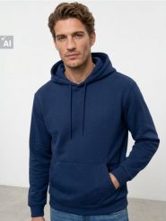Bluza z kapturem basic - granatowy. Niebieskie bluzy z kapturem Sinsay, l, bez wzorów, z kapturem. Za 39.99 zł.