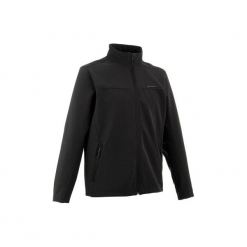 Kurtka Softshell trekkingowa | TREK 100 WINDWARM męska. Czarne kurtki QUECHUA, m, bez wzorów, z elastanu, bez kaptura. Za 99.99 zł.
