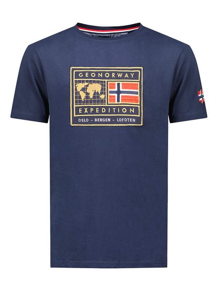 Geographical Norway Koszulka "Jofoten" w kolorze granatowym rozmiar: S. Niebieskie bezrękawniki Geographical Norway, s, bez wzorów, z bawełny, bez kołnierzyka, bez ramiączek. Za 52.79 zł.