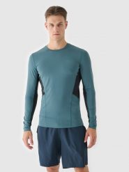 4F Longsleeve do biegania szybkoschnący męski - zielony M. Zielone koszulki z długim rękawem 4F, m, bez wzorów, z dzianiny, bez ramiączek. W wyprzedaży za 59.99 zł.