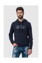EMPORIO ARMANI Granatowa męska bluza z kapturem i logo. Niebieskie bluzy z kapturem Emporio Armani, m, bez wzorów, z kapturem. W wyprzedaży za 299.99 zł.