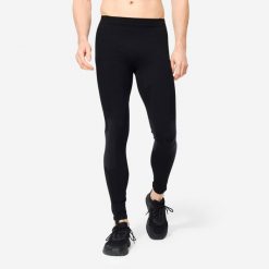 Legginsy fitness męskie Domyos cross training. Czarne legginsy długie sportowe DOMYOS, m, bez wzorów, z elastanu, na fitness i siłownię. Za 59.99 zł.