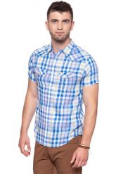 KOSZULA MĘSKA KRÓTKI RĘKAW WRANGLER SS WESTERN SHIRT TURKISH SEA W5A246D86 112130000. Niebieskie koszule Wrangler, m, bez wzorów, bez kołnierzyka, bez ramiączek. W wyprzedaży za 69.99 zł.