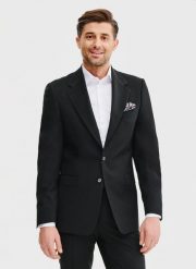 PAKO LORENTE – Wełniana marynarka garniturowa w kolorze czarnym. Czarne garnitury Pako Lorente, do pracy, m, bez wzorów, z wełny, biznesowe. Za 1,699.99 zł.