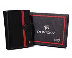 Portfel skórzany Rovicky N62L-RVTP-3067 Bl czarny. Czarne portfele ROVICKY, bez wzorów. Za 80.00 zł.