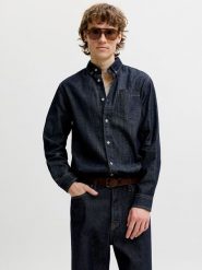 Jack & Jones Koszula dżinsowa w kolorze granatowym rozmiar: M. Niebieskie koszule Jack & Jones, m, bez wzorów, z bawełny, bez kołnierzyka, bez ramiączek. Za 134.95 zł.