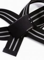 Pasek męski parciany z matową klamrą - czarno-biały A365 - uniwersalny. Czarne paski Ombre Clothing, bez wzorów. Za 77.99 zł.