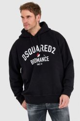 DSQUARED2 Czarna bluza męska bromance slouch hoodie. Czarne bluzy Dsquared2, l, bez wzorów, bez kaptura. W wyprzedaży za 1,179.99 zł.